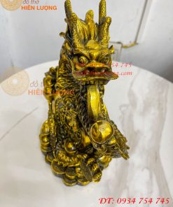 Tượng Rồng Cuộn Tiền Nhả Ngọc Bằng Đồng Phong Thủy