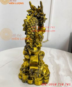 Tượng Rồng Cuộn Tiền Nhả Ngọc Bằng Đồng Phong Thủy