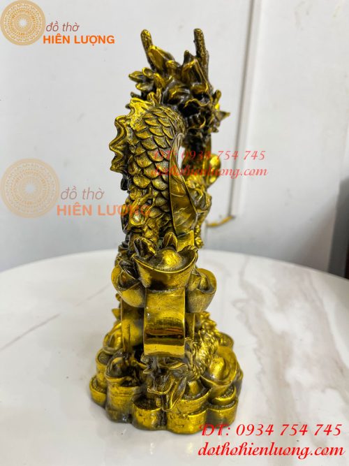 Tượng Rồng Cuộn Tiền Nhả Ngọc Bằng Đồng Phong Thủy