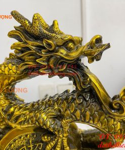 Tượng Rồng Cuộn Tiền Nhả Ngọc Bằng Đồng Phong Thủy
