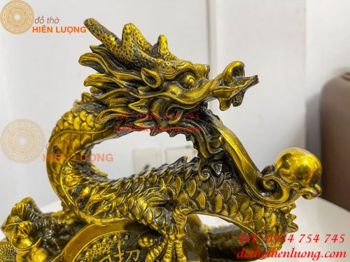 Tượng Rồng Cuộn Tiền Nhả Ngọc Bằng Đồng Phong Thủy