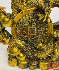 Tượng Rồng Cuộn Tiền Nhả Ngọc Bằng Đồng Phong Thủy