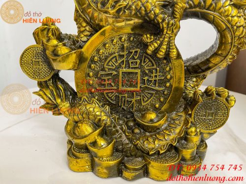Tượng Rồng Cuộn Tiền Nhả Ngọc Bằng Đồng Phong Thủy