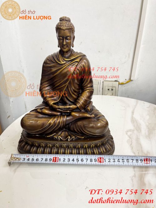 Tượng Phật Thích Ca Áo Chéo Bằng Đồng Cao 30cm