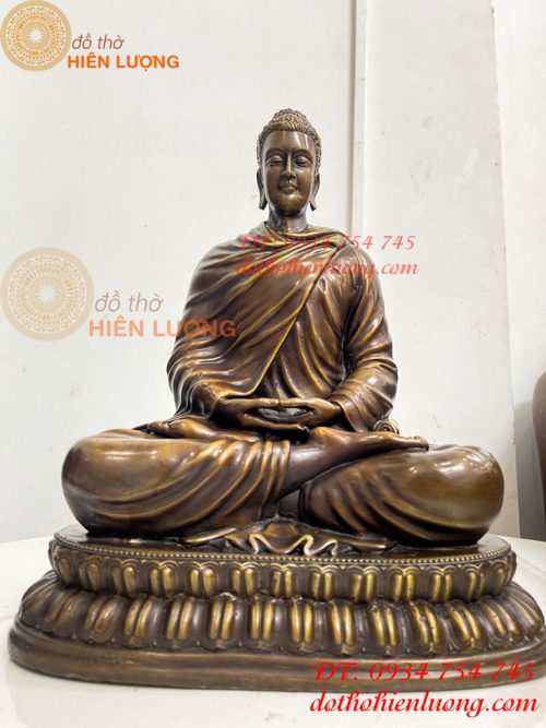 Tượng Phật Thích Ca Áo Chéo Bằng Đồng Cao 30cm