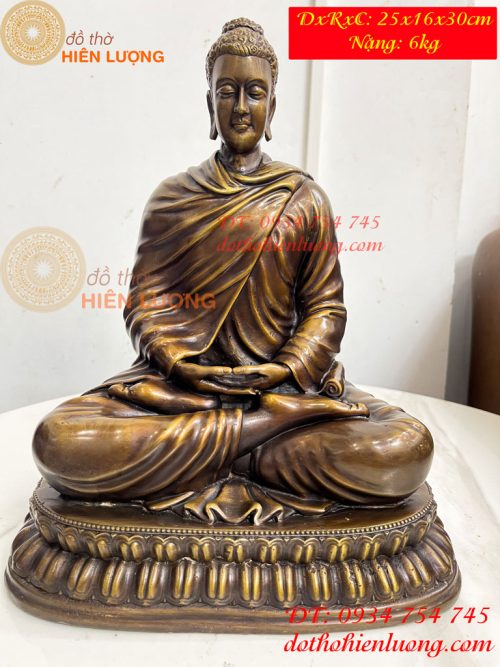 Tượng Phật Thích Ca Áo Chéo Bằng Đồng Cao 30cm