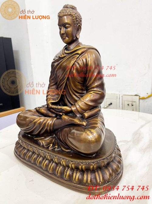 Tượng Phật Thích Ca Áo Chéo Bằng Đồng Cao 30cm