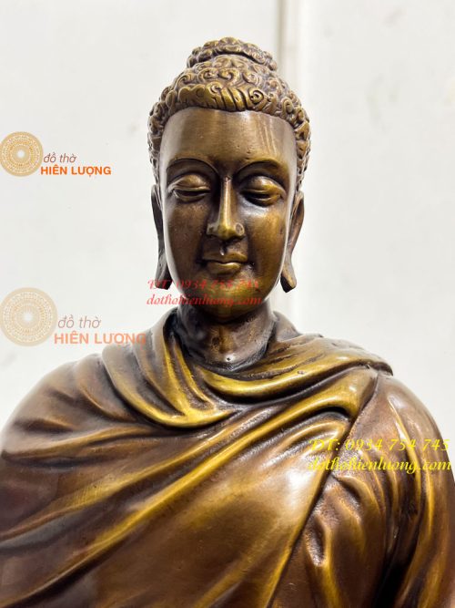 Tượng Phật Thích Ca Áo Chéo Bằng Đồng Cao 30cm