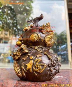 Hồ Lô Rồng Chữ Phúc Bằng Đồng Cao 19cm