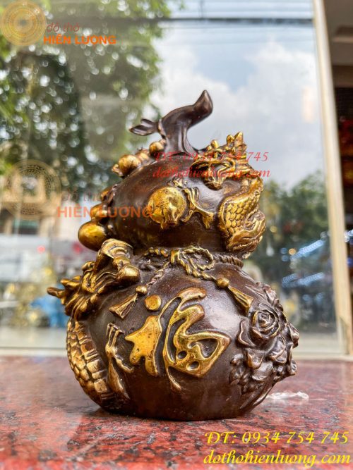 Hồ Lô Rồng Chữ Phúc Bằng Đồng Cao 19cm