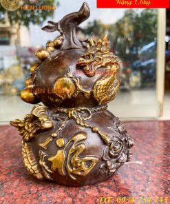 Hồ Lô Rồng Chữ Phúc Bằng Đồng Cao 19cm