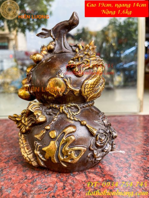 Hồ Lô Rồng Chữ Phúc Bằng Đồng Cao 19cm