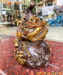 Hồ Lô Rồng Chữ Phúc Bằng Đồng Cao 19cm