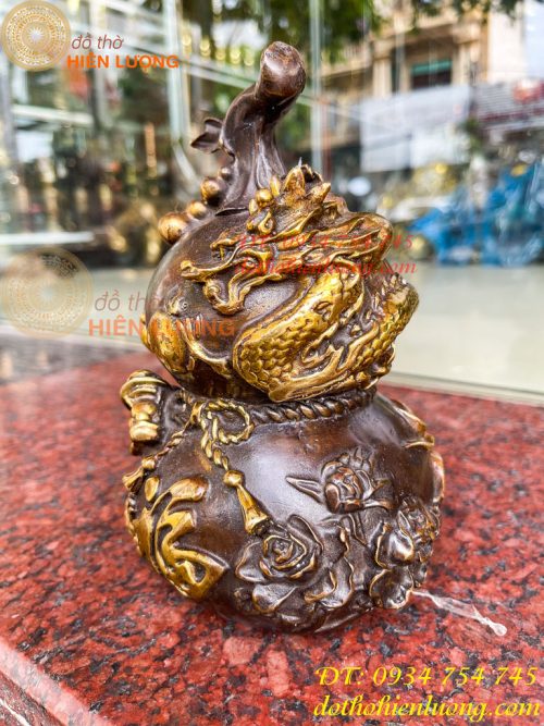 Hồ Lô Rồng Chữ Phúc Bằng Đồng Cao 19cm