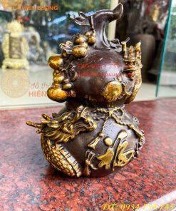 Hồ Lô Rồng Chữ Phúc Bằng Đồng Cao 19cm