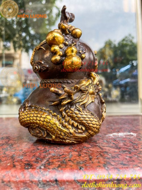 Hồ Lô Rồng Chữ Phúc Bằng Đồng Cao 19cm