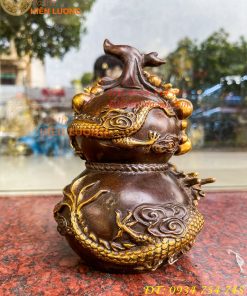 Hồ Lô Rồng Chữ Phúc Bằng Đồng Cao 19cm