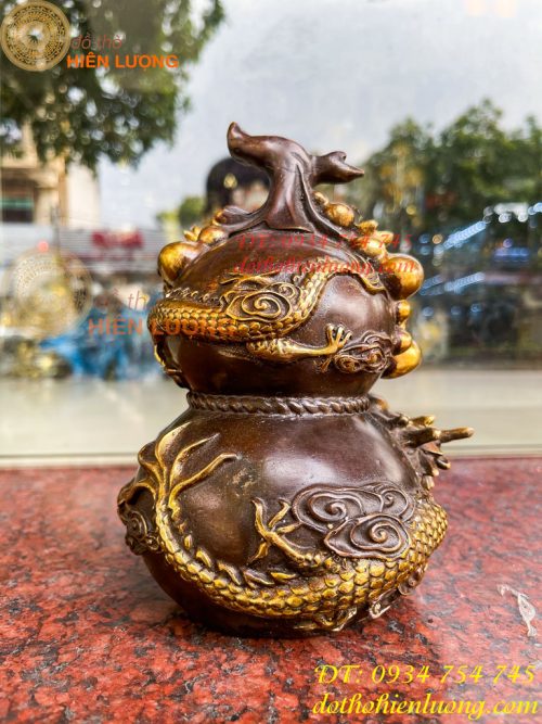 Hồ Lô Rồng Chữ Phúc Bằng Đồng Cao 19cm