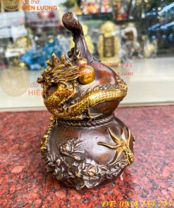 Hồ Lô Rồng Chữ Phúc Bằng Đồng Cao 19cm
