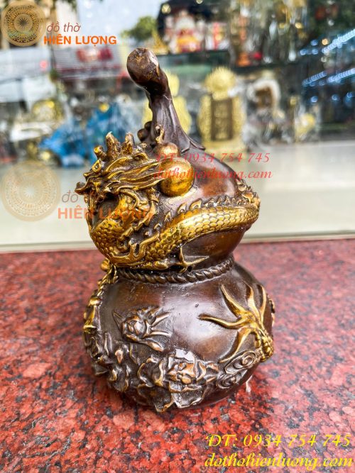 Hồ Lô Rồng Chữ Phúc Bằng Đồng Cao 19cm