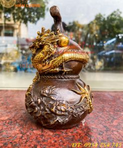 Hồ Lô Rồng Chữ Phúc Bằng Đồng Cao 19cm