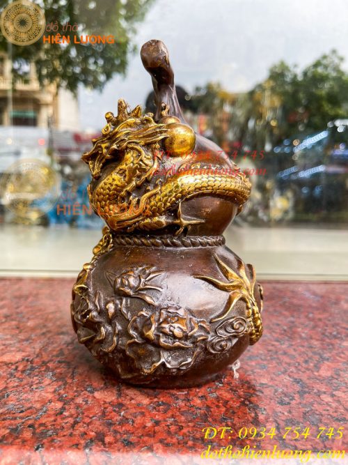 Hồ Lô Rồng Chữ Phúc Bằng Đồng Cao 19cm