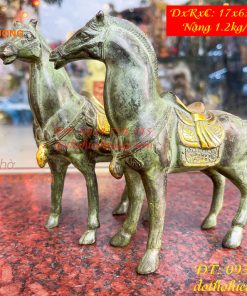 Cặp Ngựa Bằng Đồng Xanh Giả Cổ Thờ Cúng