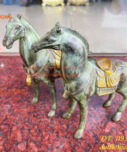 Cặp Ngựa Bằng Đồng Xanh Giả Cổ Thờ Cúng
