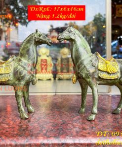 Cặp Ngựa Bằng Đồng Xanh Giả Cổ Thờ Cúng