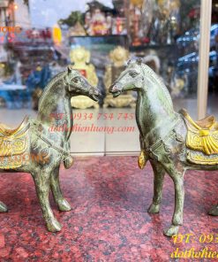 Cặp Ngựa Bằng Đồng Xanh Giả Cổ Thờ Cúng