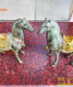 Cặp Ngựa Bằng Đồng Xanh Giả Cổ Thờ Cúng