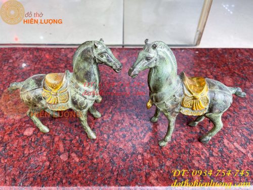 Cặp Ngựa Bằng Đồng Xanh Giả Cổ Thờ Cúng