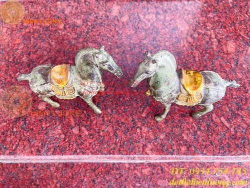 Cặp Ngựa Bằng Đồng Xanh Giả Cổ Thờ Cúng