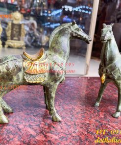 Cặp Ngựa Bằng Đồng Xanh Giả Cổ Thờ Cúng