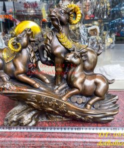 Tượng Tam Dương Bằng Đồng Cao 35cm Phong Thủy