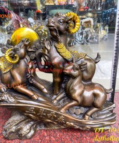 Tượng Tam Dương Bằng Đồng Cao 35cm Phong Thủy