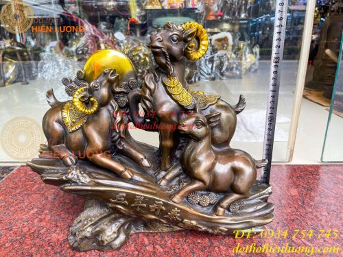 Tượng Tam Dương Bằng Đồng Cao 35cm Phong Thủy