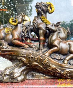 Tượng Tam Dương Bằng Đồng Cao 35cm Phong Thủy