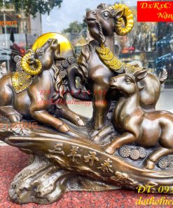 Tượng Tam Dương Bằng Đồng Cao 35cm Phong Thủy