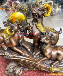 Tượng Tam Dương Bằng Đồng Cao 35cm Phong Thủy
