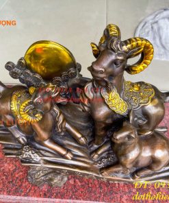 Tượng Tam Dương Bằng Đồng Cao 35cm Phong Thủy