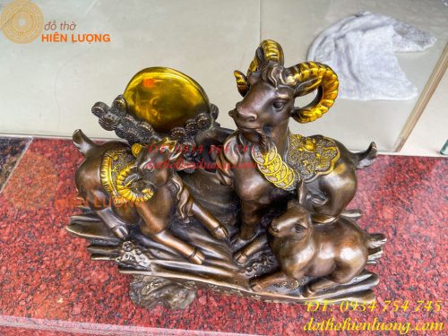 Tượng Tam Dương Bằng Đồng Cao 35cm Phong Thủy