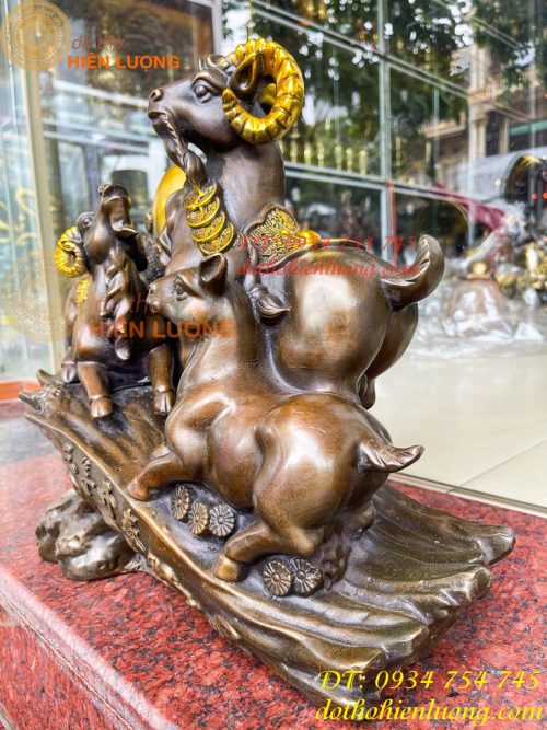 Tượng Tam Dương Bằng Đồng Cao 35cm Phong Thủy