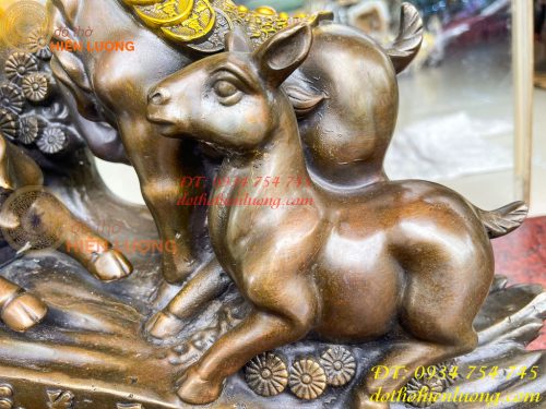Tượng Tam Dương Bằng Đồng Cao 35cm Phong Thủy