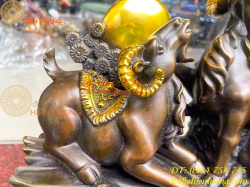 Tượng Tam Dương Bằng Đồng Cao 35cm Phong Thủy