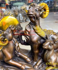 Tượng Tam Dương Bằng Đồng Cao 35cm Phong Thủy