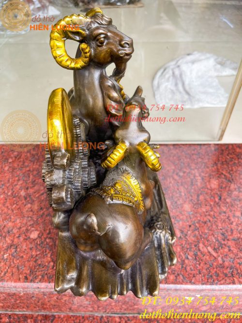 Tượng Tam Dương Bằng Đồng Cao 35cm Phong Thủy