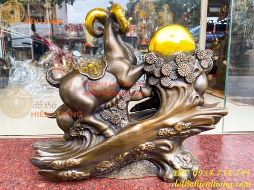 Tượng Tam Dương Bằng Đồng Cao 35cm Phong Thủy