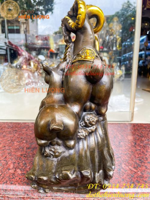 Tượng Tam Dương Bằng Đồng Cao 35cm Phong Thủy