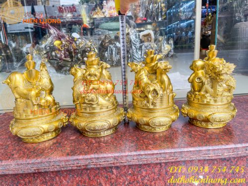 Bộ Tam Hợp 12 Con Giáp Bằng Đồng Phong Thủy Cao 22cm